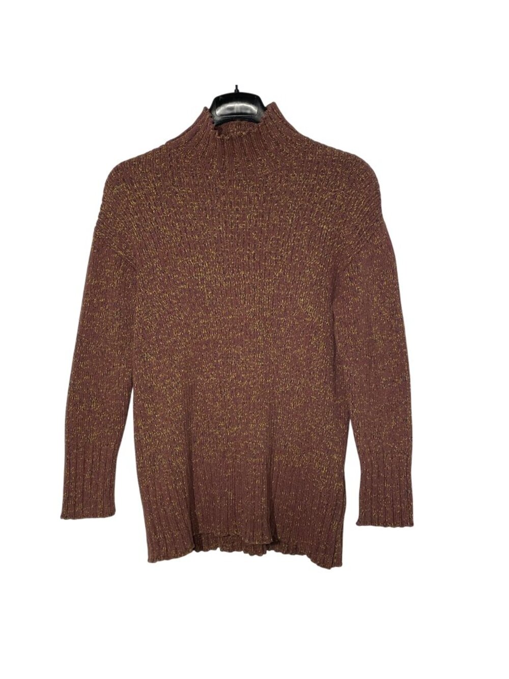 Free People Beach Chunky Ribbed Knit Mock Neck Sweater Speckled Sz XS